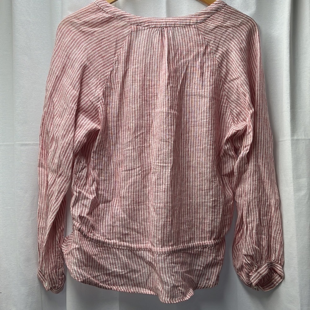 Rails Button Front Tie Red And White Stripe Blous… - image 5